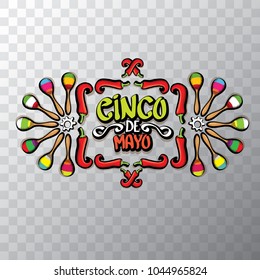 Cinco de Mayo banner with hand drawn calligraphy lettering. Mexican fiests holiday vector background. Cinco de Mayo calligraphic greeting card or icon