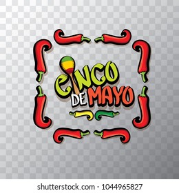 Cinco de Mayo banner with hand drawn calligraphy lettering. Mexican fiests holiday vector background. Cinco de Mayo calligraphic greeting card or icon