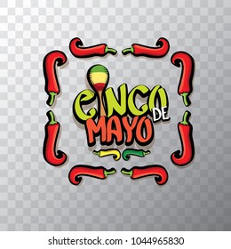 Cinco de Mayo banner with hand drawn calligraphy lettering. Mexican fiests holiday vector background. Cinco de Mayo calligraphic greeting card or icon