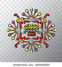 Cinco de Mayo banner with hand drawn calligraphy lettering. Mexican fiests holiday vector background. Cinco de Mayo calligraphic greeting card or icon