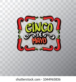 Cinco de Mayo banner with hand drawn calligraphy lettering. Mexican fiests holiday vector background. Cinco de Mayo calligraphic greeting card or icon