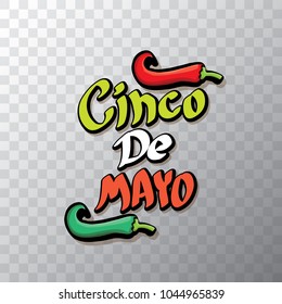 Cinco de Mayo banner with hand drawn calligraphy lettering. Mexican fiests holiday vector background. Cinco de Mayo calligraphic greeting card or icon