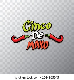 Cinco de Mayo banner with hand drawn calligraphy lettering. Mexican fiests holiday vector background. Cinco de Mayo calligraphic greeting card or icon