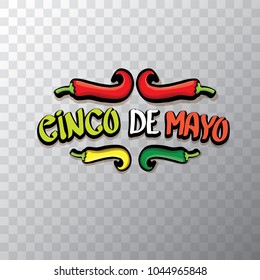 Cinco de Mayo banner with hand drawn calligraphy lettering. Mexican fiests holiday vector background. Cinco de Mayo calligraphic greeting card or icon