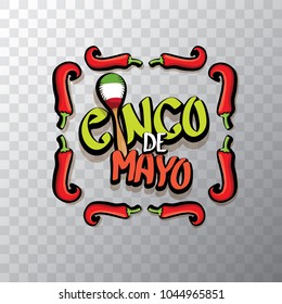 Cinco de Mayo banner with hand drawn calligraphy lettering. Mexican fiests holiday vector background. Cinco de Mayo calligraphic greeting card or icon