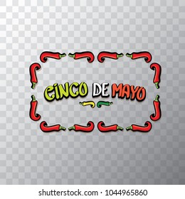 Cinco de Mayo banner with hand drawn calligraphy lettering. Mexican fiests holiday vector background. Cinco de Mayo calligraphic greeting card or icon