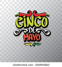 Cinco de Mayo banner with hand drawn calligraphy lettering. Mexican fiests holiday vector background. Cinco de Mayo calligraphic greeting card or icon