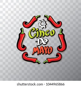 Cinco de Mayo banner with hand drawn calligraphy lettering. Mexican fiests holiday vector background. Cinco de Mayo calligraphic greeting card or icon