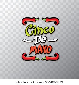 Cinco de Mayo banner with hand drawn calligraphy lettering. Mexican fiests holiday vector background. Cinco de Mayo calligraphic greeting card or icon