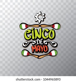 Cinco de Mayo banner with hand drawn calligraphy lettering. Mexican fiests holiday vector background. Cinco de Mayo calligraphic greeting card or icon