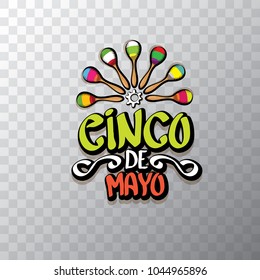 Cinco de Mayo banner with hand drawn calligraphy lettering. Mexican fiests holiday vector background. Cinco de Mayo calligraphic greeting card or icon