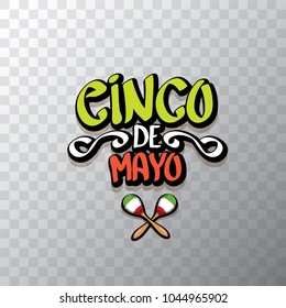 Cinco de Mayo banner with hand drawn calligraphy lettering. Mexican fiests holiday vector background. Cinco de Mayo calligraphic greeting card or icon