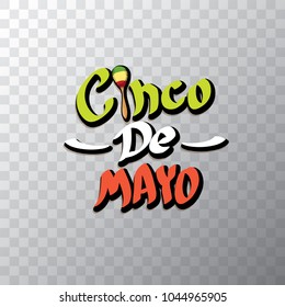 Cinco de Mayo banner with hand drawn calligraphy lettering. Mexican fiests holiday vector background. Cinco de Mayo calligraphic greeting card or icon