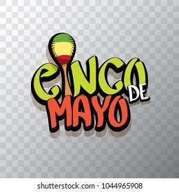 Cinco de Mayo banner with hand drawn calligraphy lettering. Mexican fiests holiday vector background. Cinco de Mayo calligraphic greeting card or icon