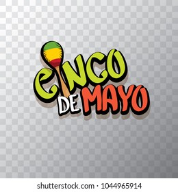 Cinco de Mayo banner with hand drawn calligraphy lettering. Mexican fiests holiday vector background. Cinco de Mayo calligraphic greeting card or icon