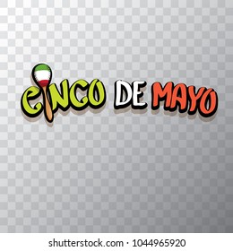 Cinco de Mayo banner with hand drawn calligraphy lettering. Mexican fiests holiday vector background. Cinco de Mayo calligraphic greeting card or icon