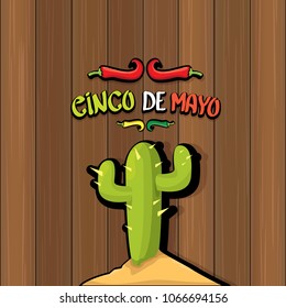 Cinco de Mayo banner with hand drawn calligraphy lettering. Mexican fiests holiday vector background. Cinco de Mayo calligraphic greeting card or poster on wooden background