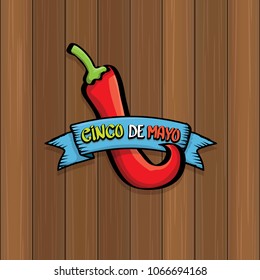 Cinco de Mayo banner with hand drawn calligraphy lettering. Mexican fiests holiday vector background. Cinco de Mayo calligraphic greeting card or poster on wooden background