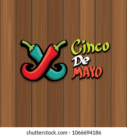 Cinco de Mayo banner with hand drawn calligraphy lettering. Mexican fiests holiday vector background. Cinco de Mayo calligraphic greeting card or poster on wooden background