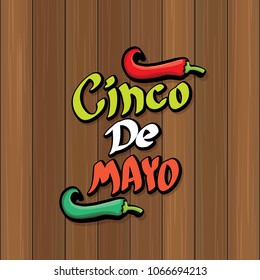 Cinco de Mayo banner with hand drawn calligraphy lettering. Mexican fiests holiday vector background. Cinco de Mayo calligraphic greeting card or poster on wooden background