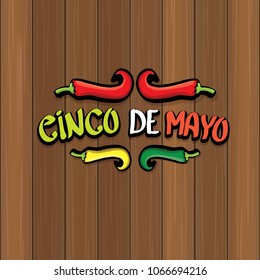 Cinco de Mayo banner with hand drawn calligraphy lettering. Mexican fiests holiday vector background. Cinco de Mayo calligraphic greeting card or poster on wooden background