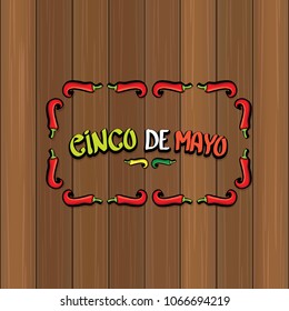 Cinco de Mayo banner with hand drawn calligraphy lettering. Mexican fiests holiday vector background. Cinco de Mayo calligraphic greeting card or poster on wooden background