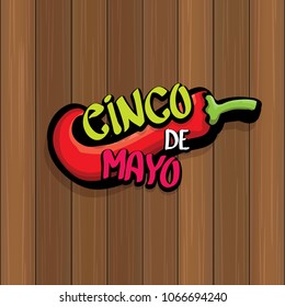 Cinco de Mayo banner with hand drawn calligraphy lettering. Mexican fiests holiday vector background. Cinco de Mayo calligraphic greeting card or poster on wooden background