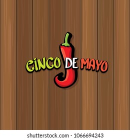 Cinco de Mayo banner with hand drawn calligraphy lettering. Mexican fiests holiday vector background. Cinco de Mayo calligraphic greeting card or poster on wooden background