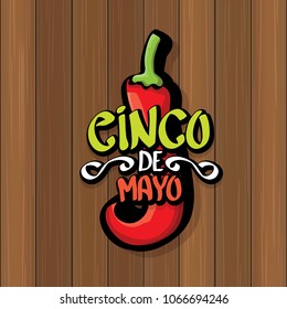 Cinco de Mayo banner with hand drawn calligraphy lettering. Mexican fiests holiday vector background. Cinco de Mayo calligraphic greeting card or poster on wooden background