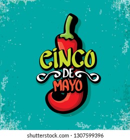 Cinco de Mayo banner with hand drawn calligraphy lettering. Mexican fiests holiday vector background. Cinco de Mayo calligraphic greeting card or poster on grunge azure background 