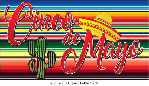 Cinco De Mayo Banner With Mexican Blanket