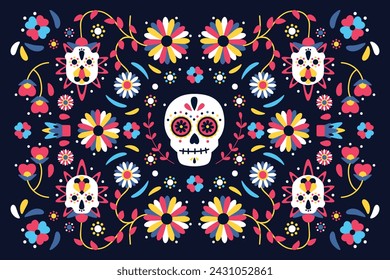 Cinco de Mayo banner and poster design with flags, flowers, decorations