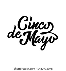 Cinco de Mayo black typography handwriting lettering isolated on white background, design for typography, poster, greeting card, banner, invitation, vector illustration