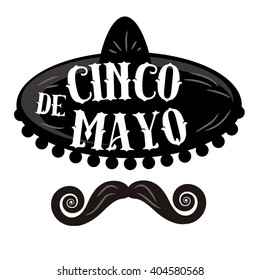 Cinco De Mayo black and white sombrero design EPS 10 vector royalty free stock illustration for advertising, poster, announcement, invitation, party, greeting card, fiesta, bar, restaurant, menu
