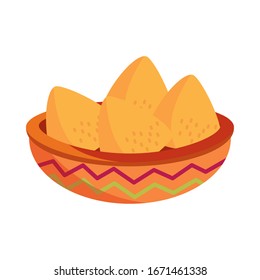 cinco de mayo bowl with nachos snack vector illustration