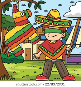 Cinco de Mayo Boy   Pinata Colored Cartoon 