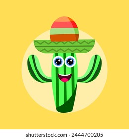 cinco de mayo cactus cartoon vector illustration
