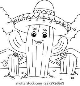 Página de Colores de Cactus Cinco de Mayo para Niños