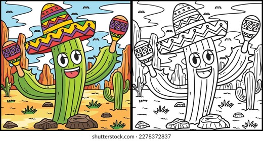 Cinco de Mayo Cactus With Sombrero Illustration