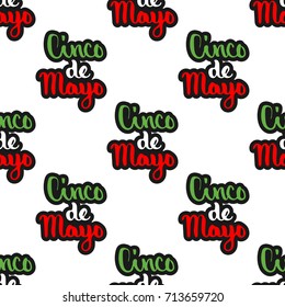 Cinco de Mayo calligraphy text seamless pattern. Vector illustration for backgrounds