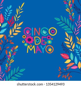 cinco de mayo card with floral frame