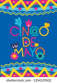 cinco de mayo card with floral and texture frame