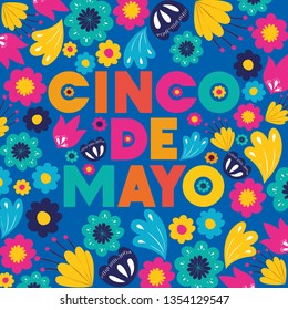 cinco de mayo card with floral pattern