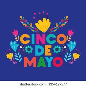 cinco de mayo card with floral decoration