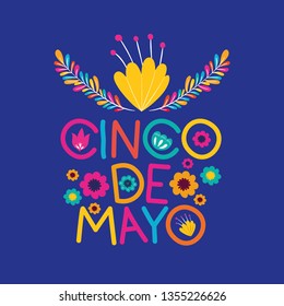 cinco de mayo card with floral decoration