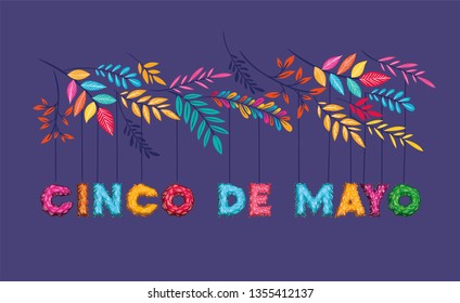 cinco de mayo card with floral decoration