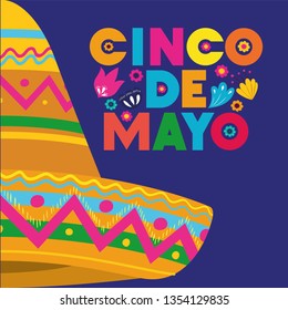 cinco de mayo card with flowers and hat