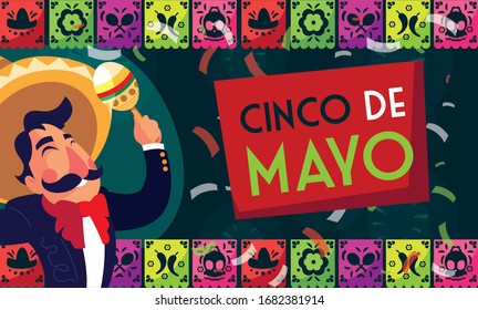 cinco de mayo card mit mexican mariachi Vektorillustration Illustration Design