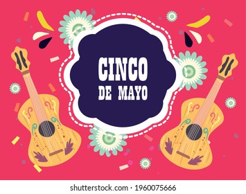 Cinco de mayo card with guitars