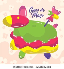 Cinco de mayo card Mexican pinata Vector